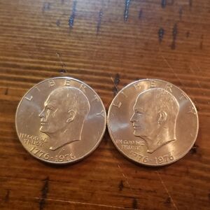 Two 1976-1976 Bicentennial Eisenhower Dollar Coins